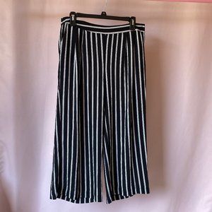 Ci Sono Black & White Striped Wide Leg Pants, L